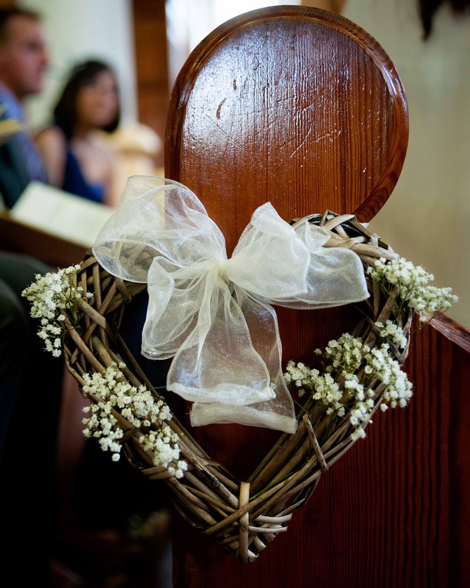 floral heart pew ends
